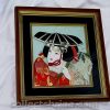 Framed Japanese Geisha Cloth Art