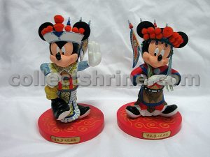 Hong Kong Disneyland Mickey Mouse and Minnie Mouse Chinese Opera Style Figures Set of 2